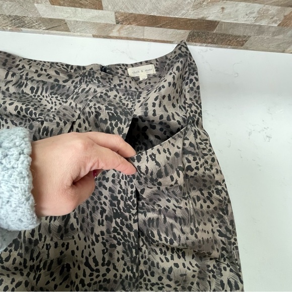 Cloth & STONE Animal Print False Wrap Skirt Black Tan Sz M 100% Cotton NWT - Picture 15 of 16